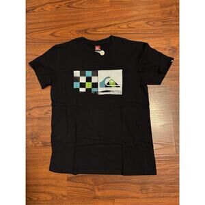 Vintage Quiksilver T-Shirt Size M Black Blue Green Quiksilver Checkerboard